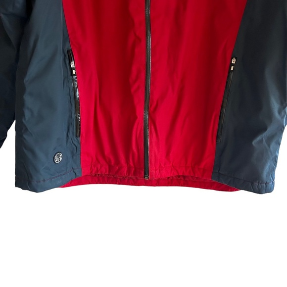 Lands' End Red & Navy Blue Hooded Zip Up Waterproof Mens Winter Jacket Size XL - Picture 9 of 15